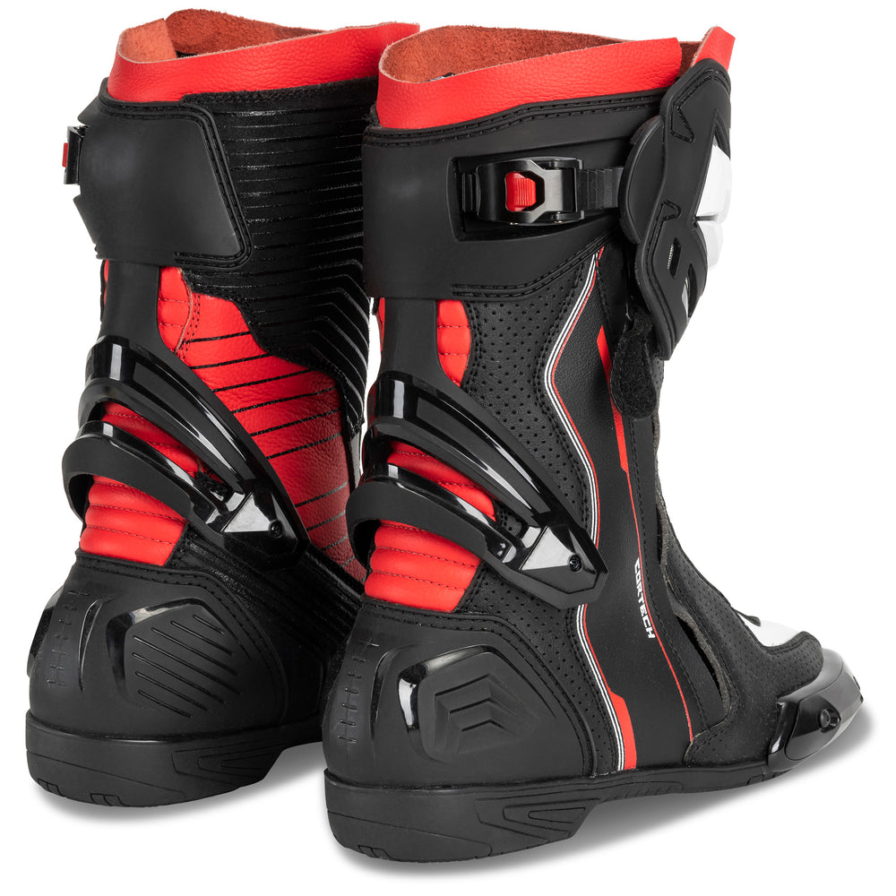Cortech Speedway Men's Adrenaline GP Boot Fluorescent Red - Rear Side View of Pair