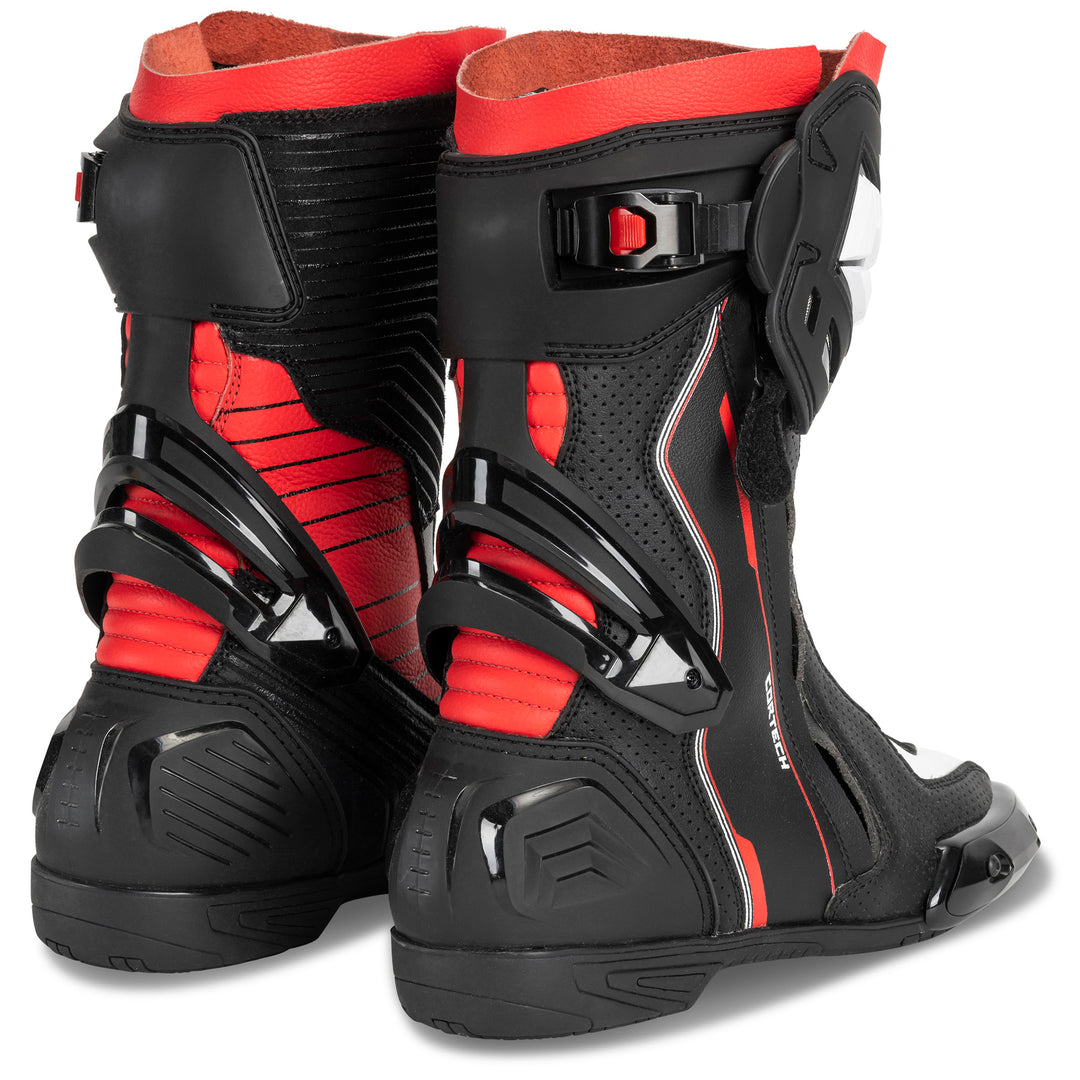 Cortech Speedway Men's Adrenaline GP Boot Fluorescent Red - Rear Side View of Pair