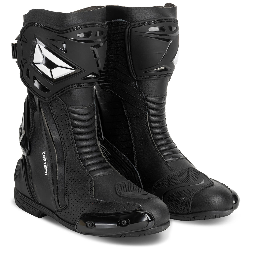 Cortech Speedway Men's Adrenaline GP Boot Black - Front Side View of Pair