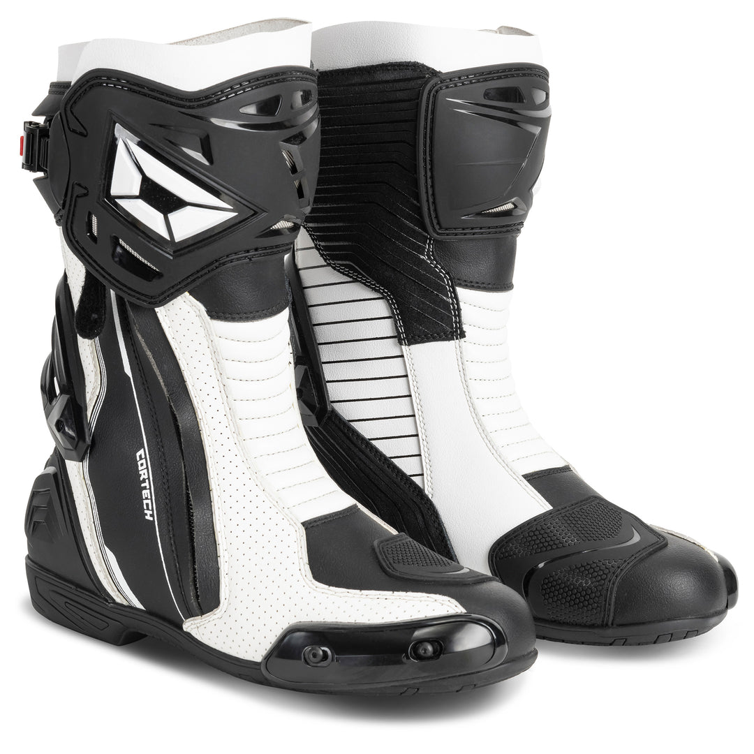 Cortech Speedway Men's Adrenaline GP Boot Black/White - Front Side View of Pair