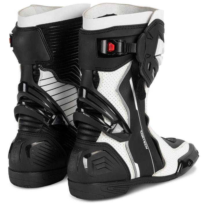 Cortech Speedway Men's Adrenaline GP Boot Black/White - Rear Side View of Pair