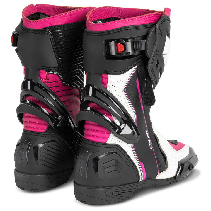 Cortech Speedway Women's Adrenaline GP Boot Rubine - Rear Side View of Pair