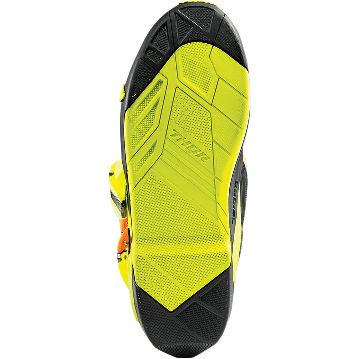 THOR Radial MX Boots Orange Fluorescent/Yellow - Sole View