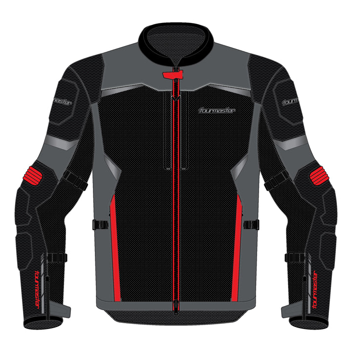Tourmaster Men's Intake Air Jacket Red/Grey - Front View