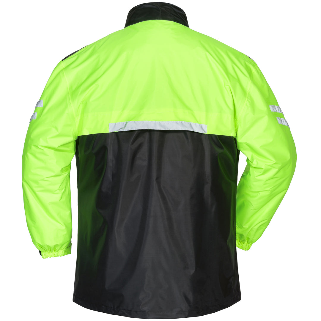 Tourmaster Shield Two-Piece Rainsuit Black/Hi-Viz - Rear View of Jacket