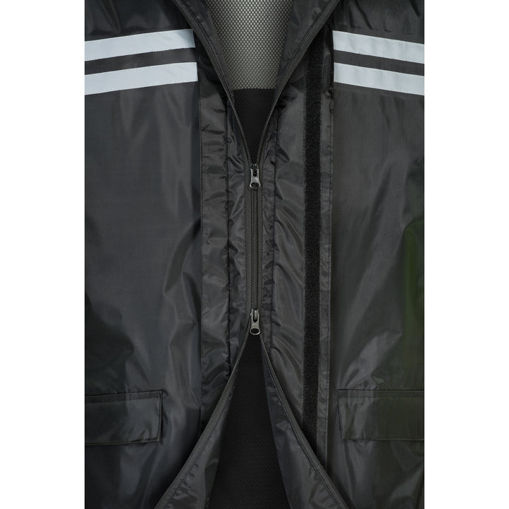 Tourmaster Shield Two-Piece Rainsuit Black/Hi-Viz - Close-Up of Front Zipper