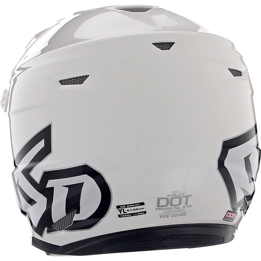 6D Helmets ATR-2Y Solid Youth Helmet Gloss White - Rear View