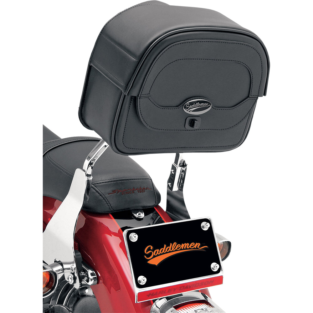 SADDLEMEN Large Cruis'n™ Sissy Bar Bag - Front Side View Attached to Passenger Backrest