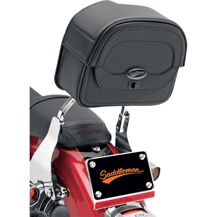 SADDLEMEN Large Cruis'n™ Sissy Bar Bag - Front Side View Attached to Passenger Backrest