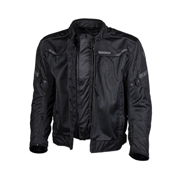Cortech Speedway Aero-Flo Jacket Black - Front View of Unzipped Jacket