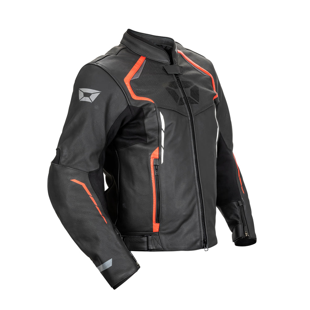 Cortech Speedway Chicane Leather Jacket Black/Red - Front Side View
