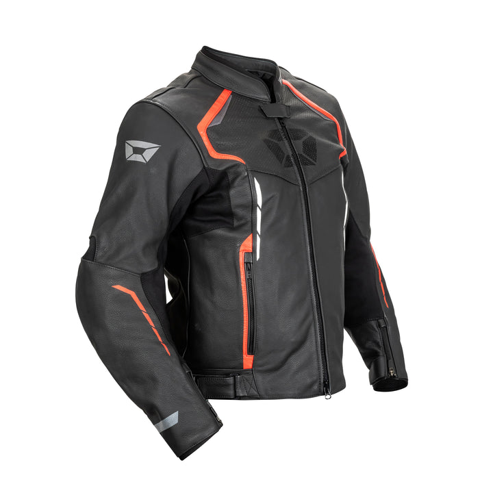 Cortech Speedway Chicane Leather Jacket Black/Red - Front Side View