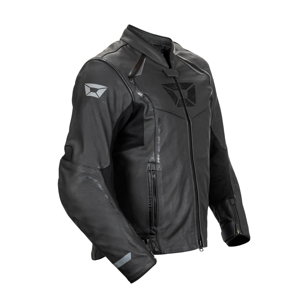 Cortech Speedway Chicane Leather Jacket Black - Front Side View