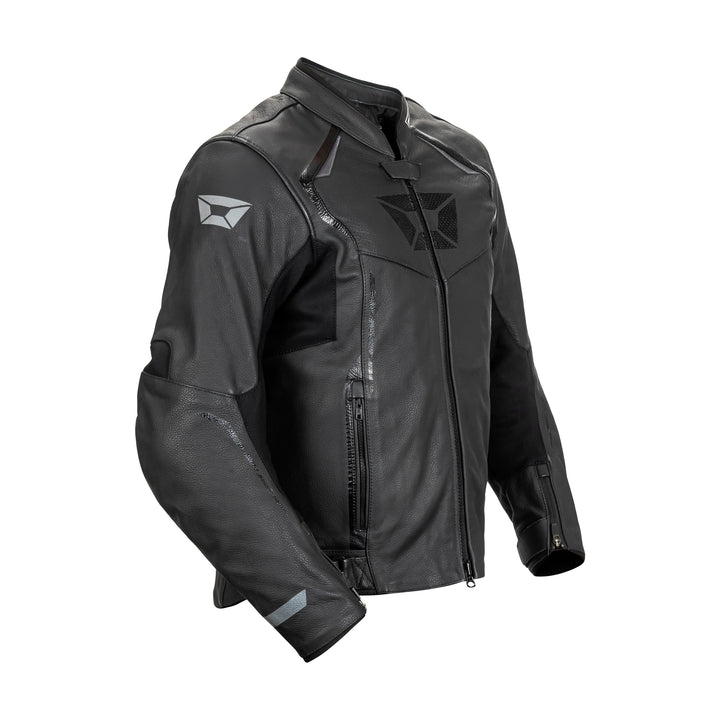 Cortech Speedway Chicane Leather Jacket Black - Front Side View