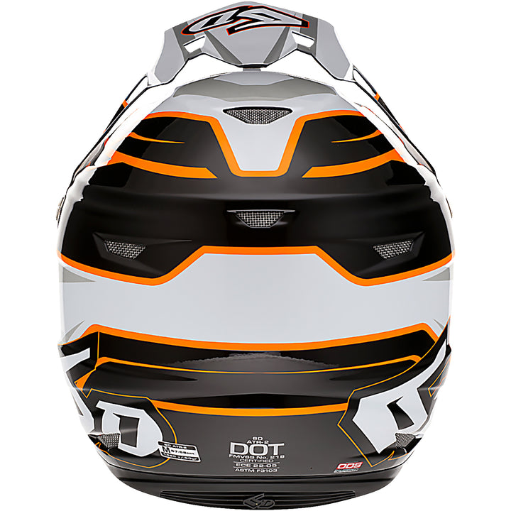 6D Helmets ATR-2 Phase Helmet White/Orange - Rear View