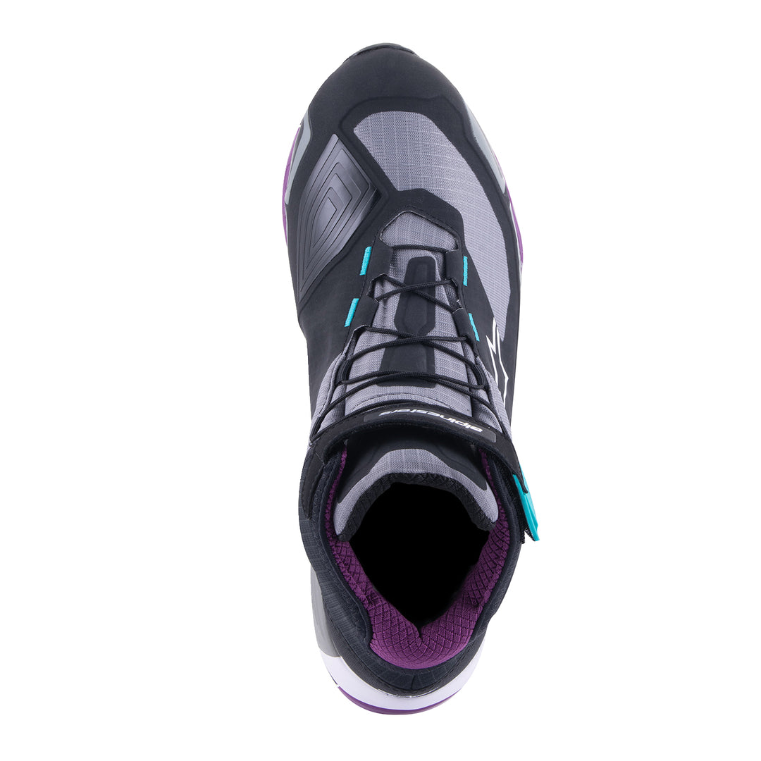 Alpinestars Stella CR-X Drystar® Shoes Black/Gray/Teal/Purple - Top Down View