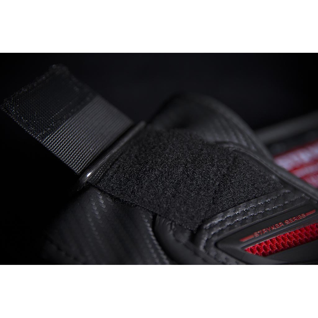 ICON Stryker Vest Red - Close-Up of Shoulder Velcro Strap