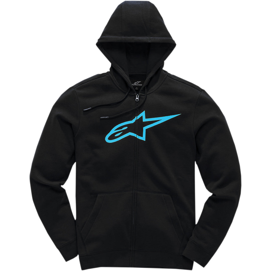 Alpinestars Ageless 2 Zip Hoodie Black/Turquoise - Front View