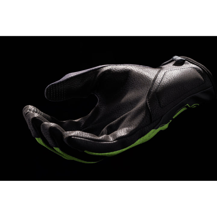 ICON Hooligan CE Gloves Green - Palm Upright View
