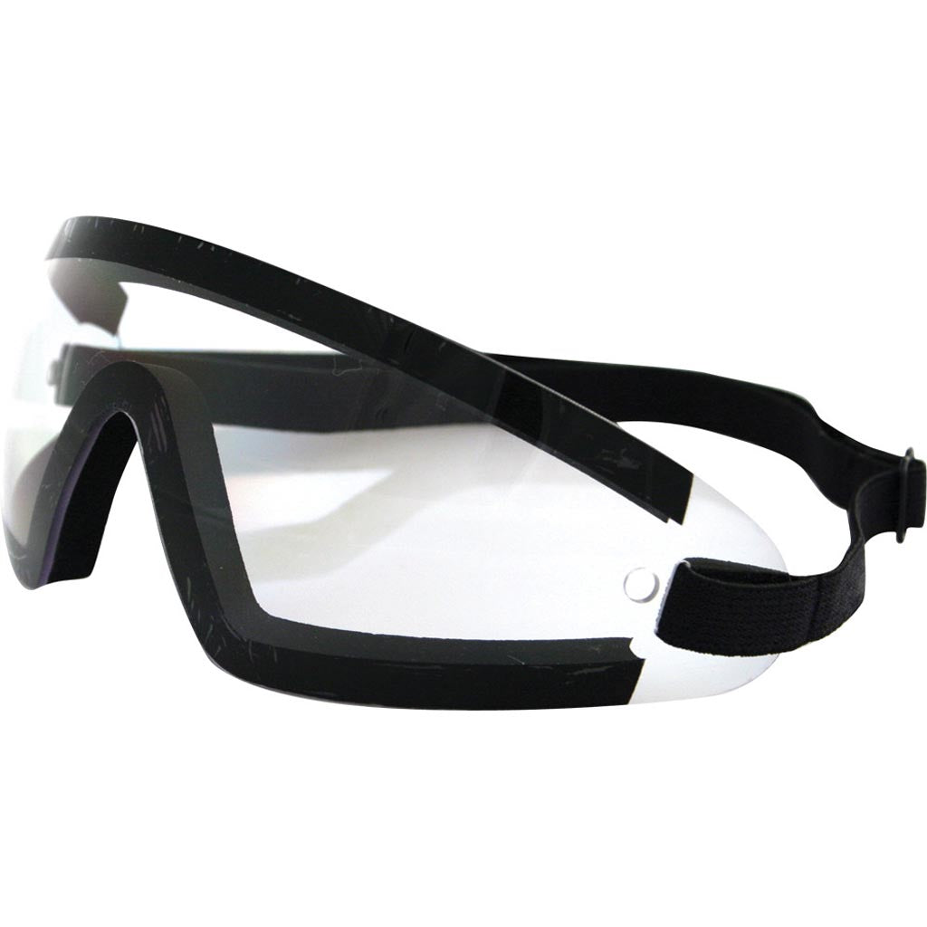 Bobster Wrap Around Goggles Black w/Clear Lens - Front Side View