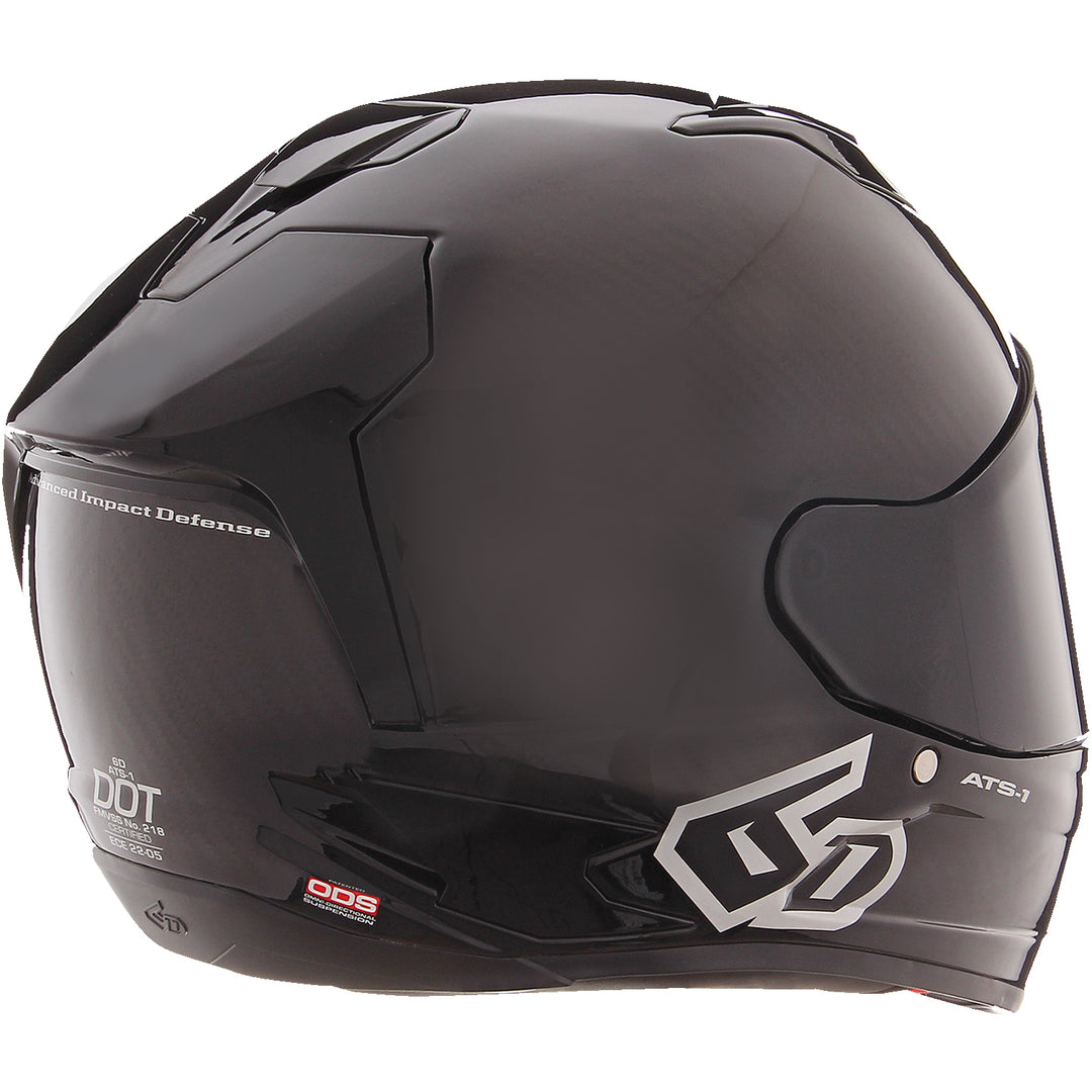 6D Helmets ATS-1R Solid Helmet Gloss Black - Rear Right Side View