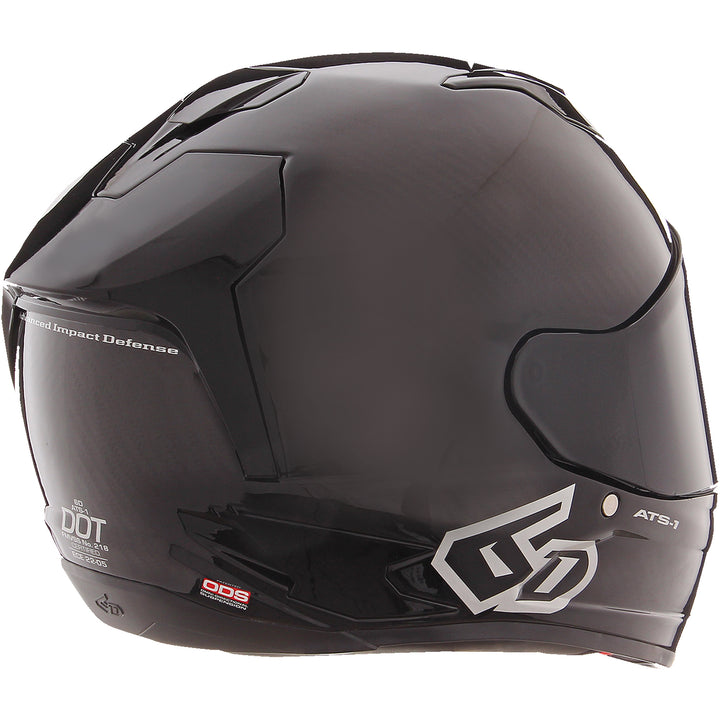 6D Helmets ATS-1R Solid Helmet Gloss Black - Rear Right Side View