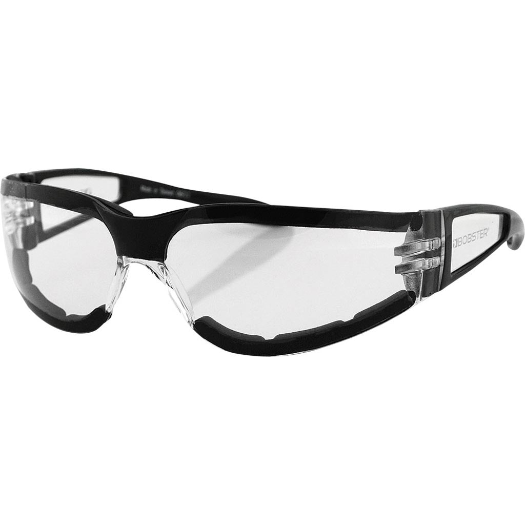 Bobster Shield II Sunglasses Black w/Clear Lens - Front Side View