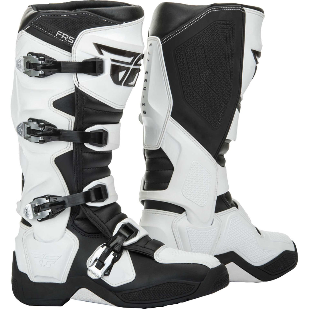 Fly Racing FR5 Boots White - Rear Side View of Pair