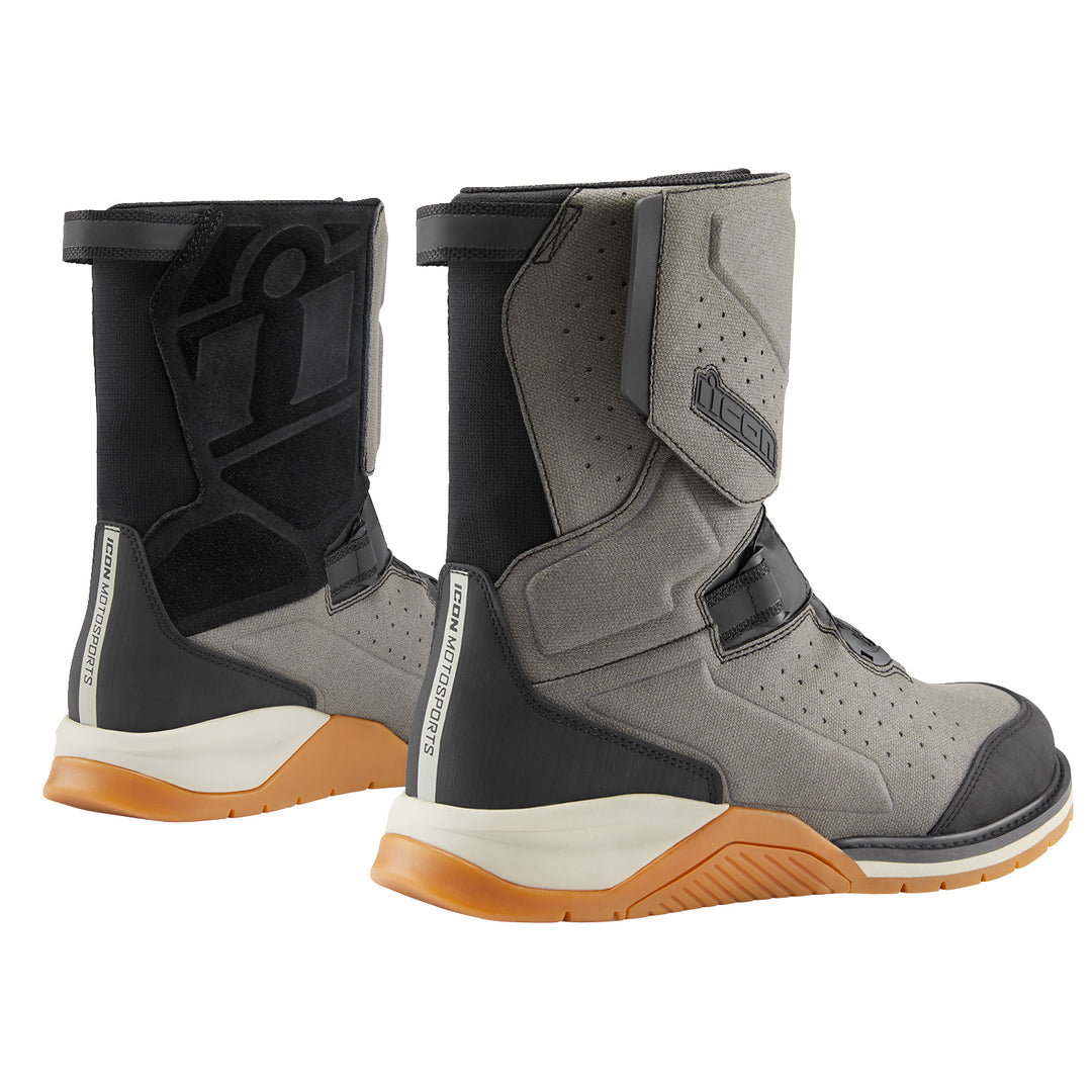 ICON Alcan Waterproof Boots Gray - Rear Side View of Pair