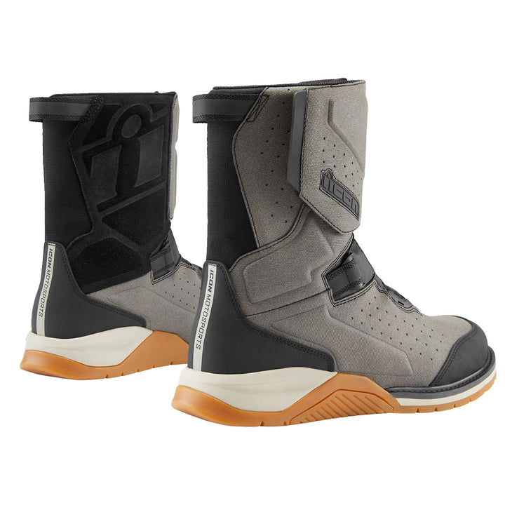 ICON Alcan Waterproof Boots Gray - Rear Side View of Pair