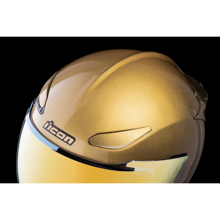 ICON Domain™ Cornelius Helmet Gold - Close-Up of Top Vents and Details