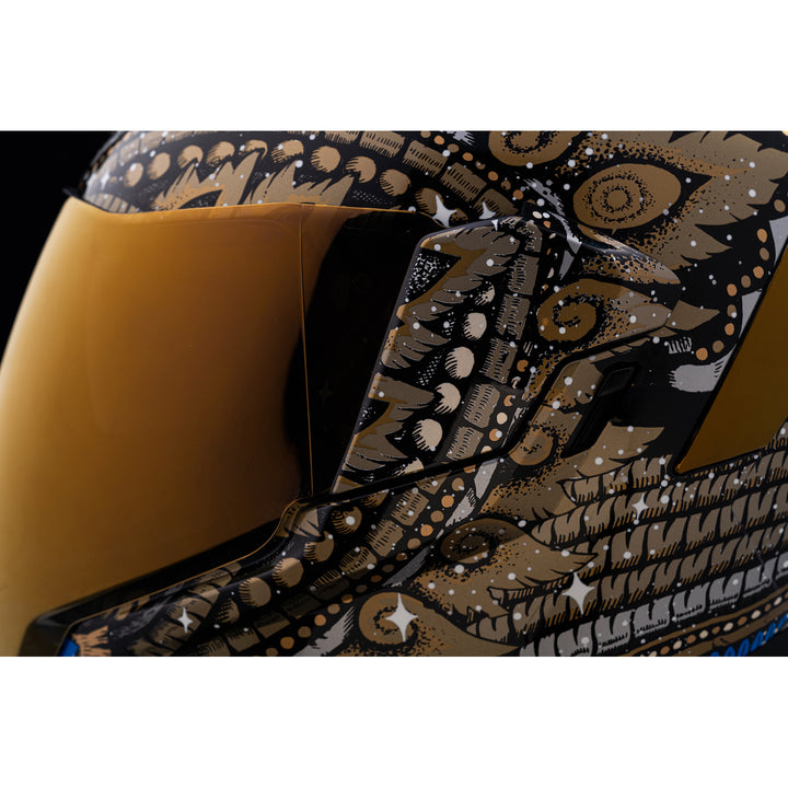 ICON Airflite™ Daytripper Helmet Gold - Close-Up of Left Side Details