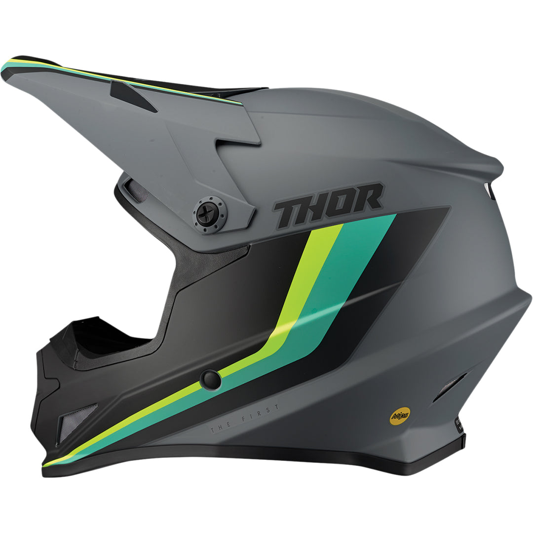 THOR Sector Runner MIPS® Helmet Gray/Teal - Rear Side View