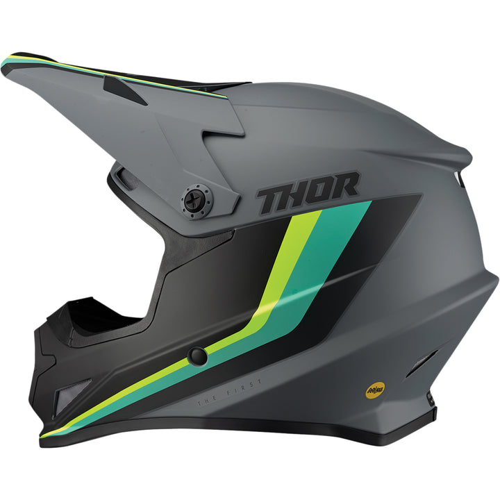 THOR Sector Runner MIPS® Helmet Gray/Teal - Rear Side View