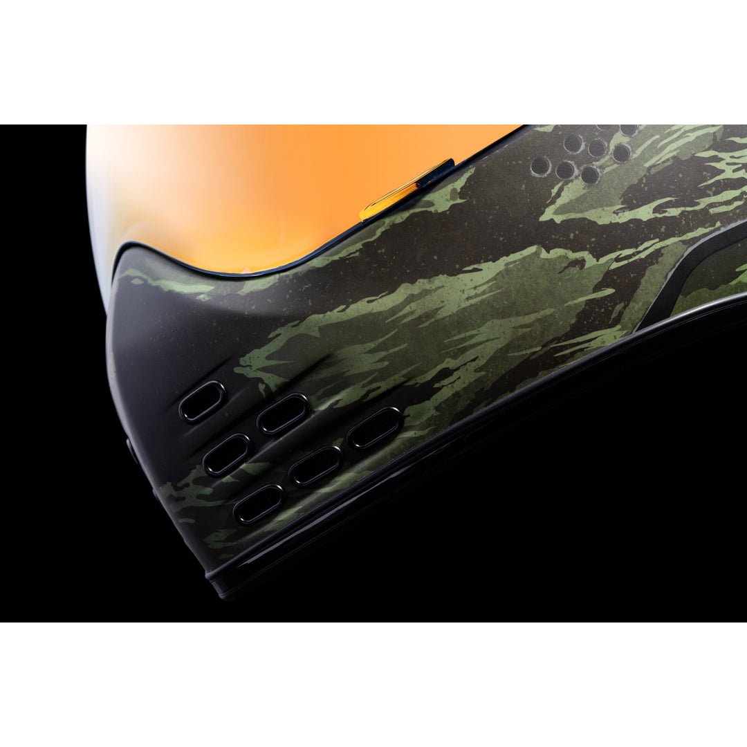 ICON Domain™ Tiger's Blood Helmet Green - Close-Up of Mouth Vents