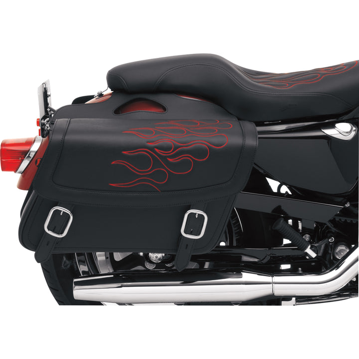 SADDLEMEN Highwayman Tattoo Saddlebags Red - Side View
