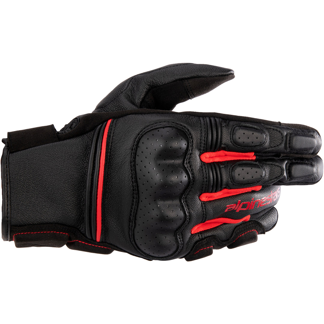 Alpinestars Phenom Leather Gloves Black/Bright Red - Back of Hand View