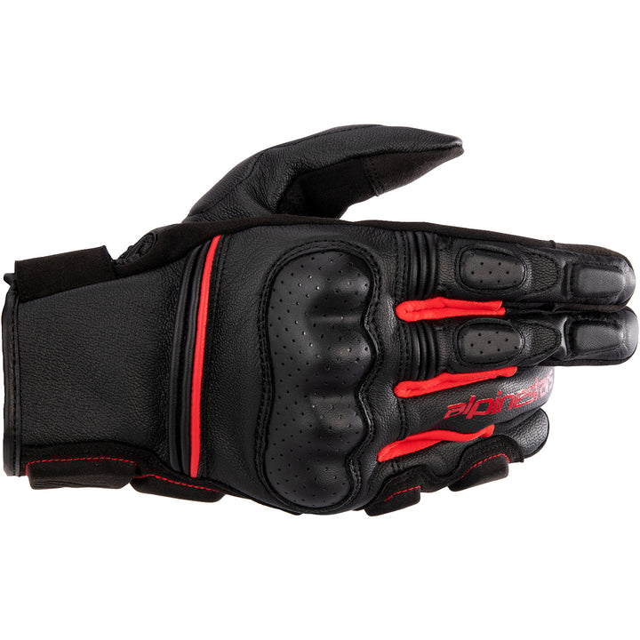Alpinestars Phenom Leather Gloves Black/Bright Red - Back of Hand View