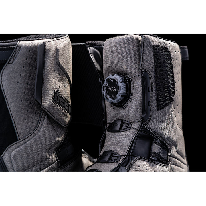 ICON Alcan Waterproof Boots Gray - Close-Up of BOA Fastener