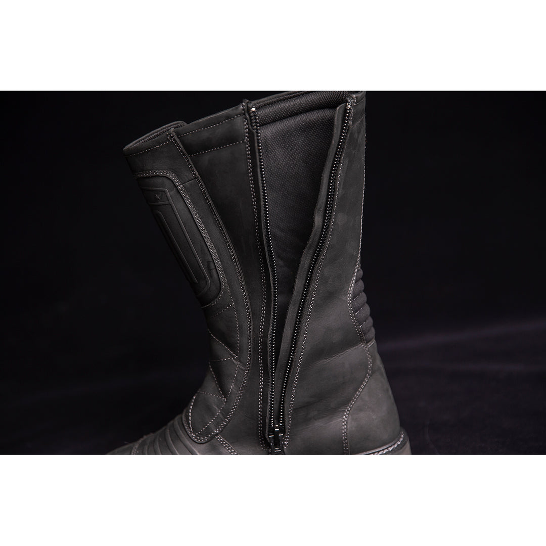 ICON Elsinore 2™ Boots Black - Close-Up of Unzipped Inner Side Zipper