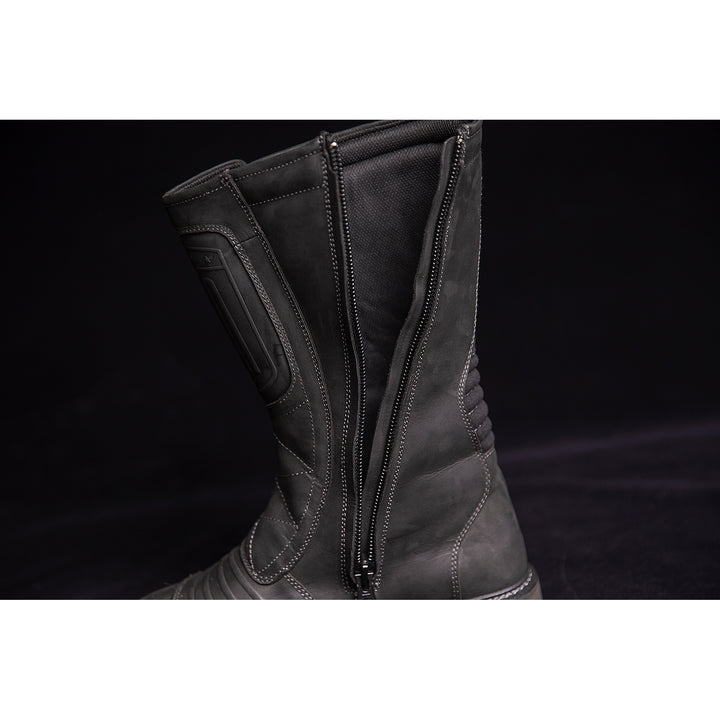 ICON Elsinore 2™ Boots Black - Close-Up of Unzipped Inner Side Zipper