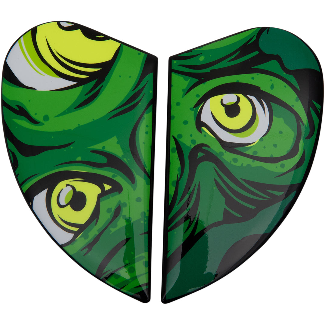 ICON Airform™ Helmet Side Plates — Illuminatus Green - Side View of Pair