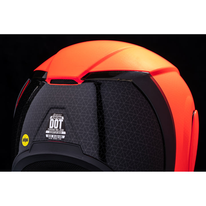 ICON Airform™ Counterstrike MIPS® Helmet Red - Close-up of Rear Right Side Details
