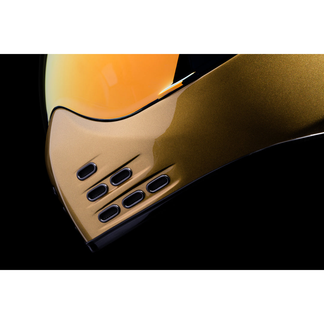 ICON Domain™ Cornelius Helmet Gold - Close-Up of Mouth Vents