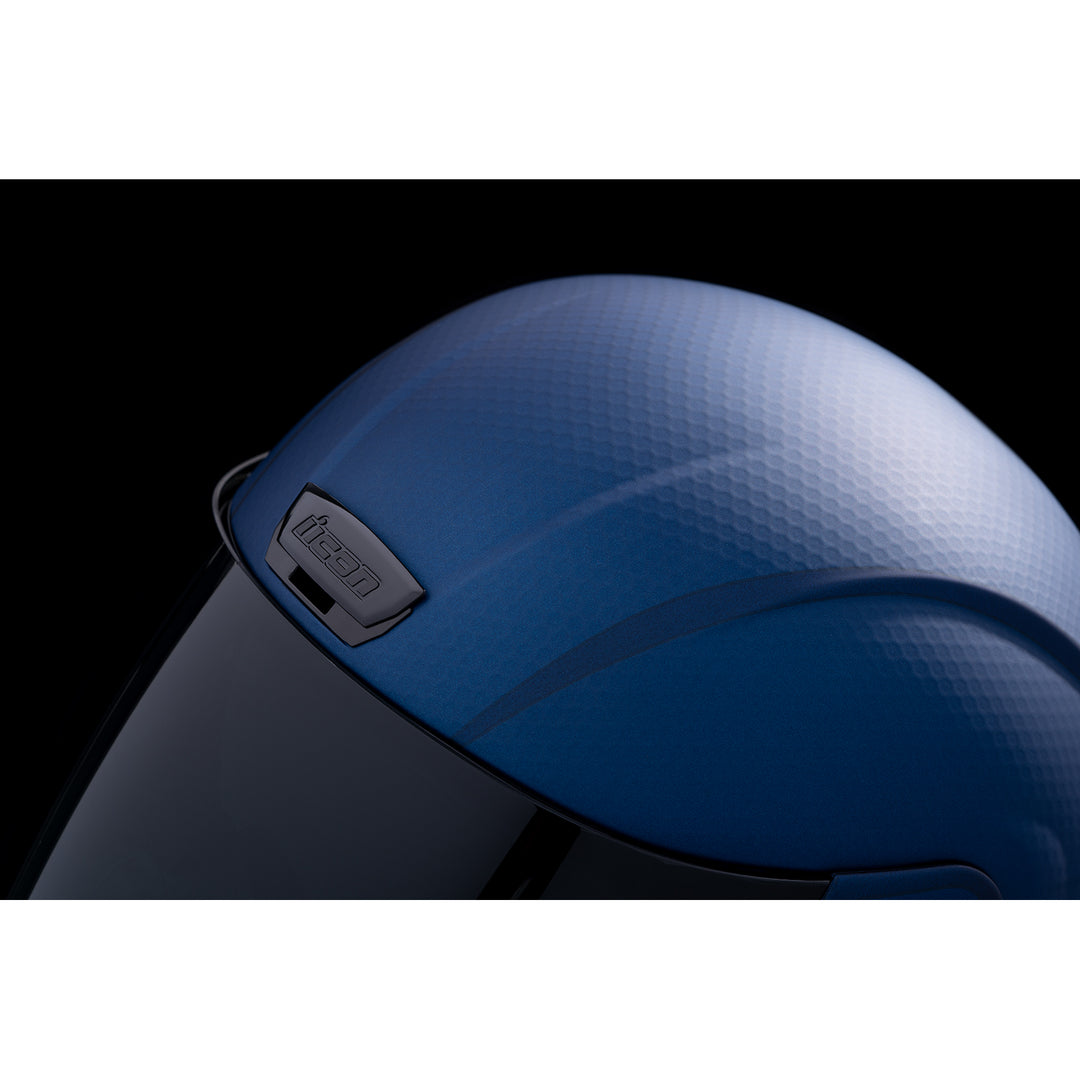 ICON Airform™ Counterstrike MIPS® Helmet Blue - Close-Up of Top Vent, Opened