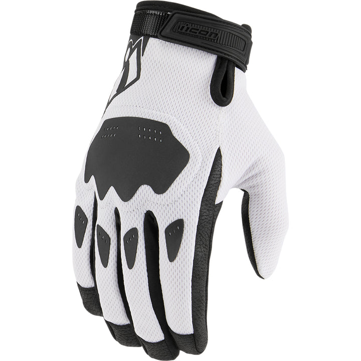 ICON Hooligan CE Gloves White - Back of Hand View