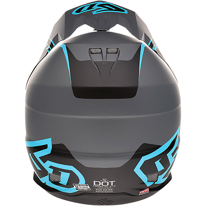 6D Helmets ATR-1 Stealth Helmet Cyan - Rear View