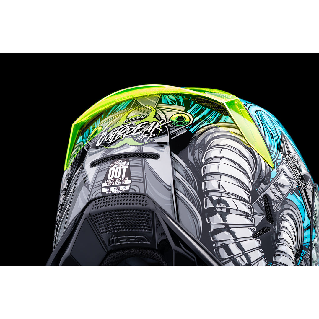 ICON Airframe Pro™ Outbreak Helmet Blue - Close-Up of Rear Details