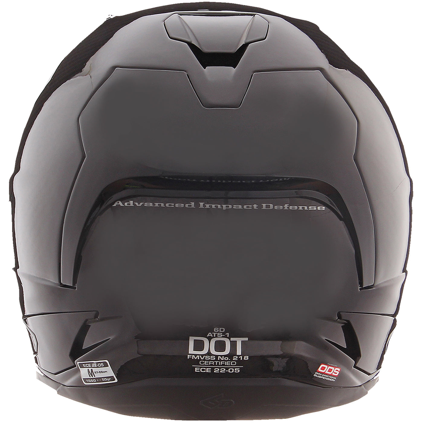 6D Helmets ATS-1R Solid Helmet Gloss Black - Rear View