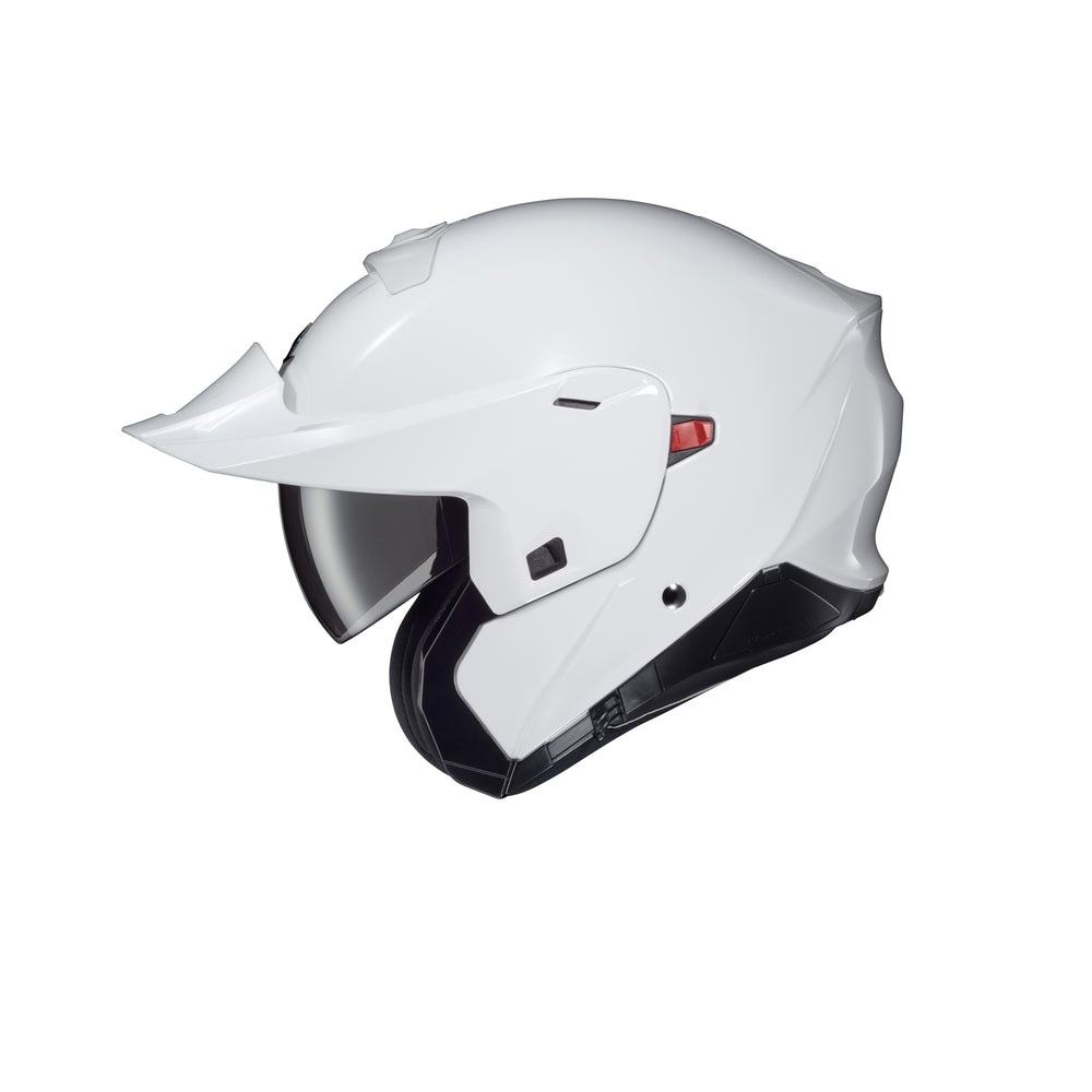 SCORPION EXO EXO-GT930 Transformer Helmet White - Side View with Chin Bar and Faceshield Removed and Off Road Visor Installed